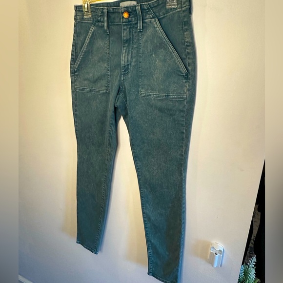 High-Waisted Green Mineral Washed Denim Jeans - Picture 5 of 5